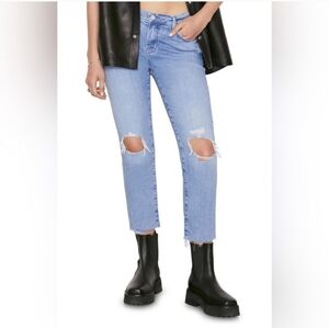 Frame Denim Le Garcon Crop Distressed Jeans Size 31 Boyfriend Fit Raw Hem Jeans